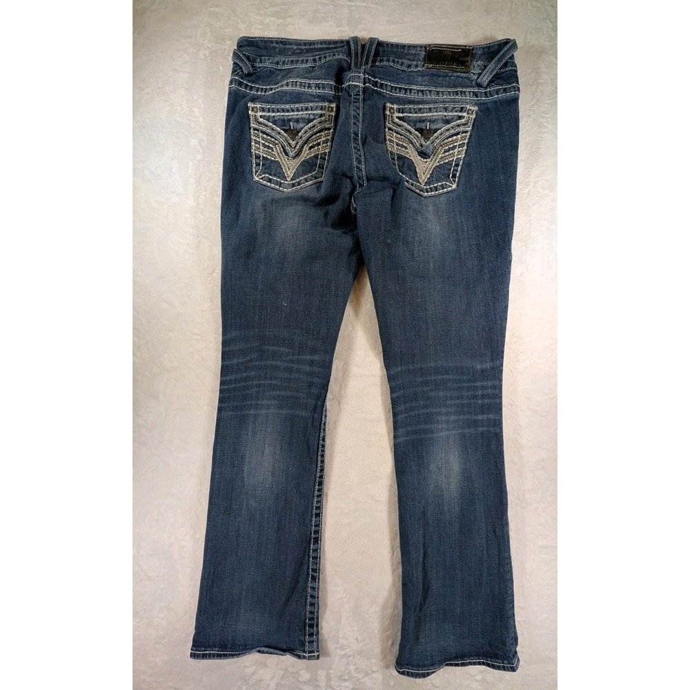 Vigoss Women Jeans Size 11 / 12 Medium Thick Stitch Embroidered Boot Flap Pocket - Picture 3 of 13